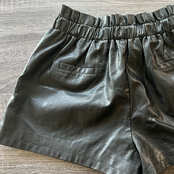 High Waist Black Faux Leather Shorts | Size L/XL - Picture 3 of 8